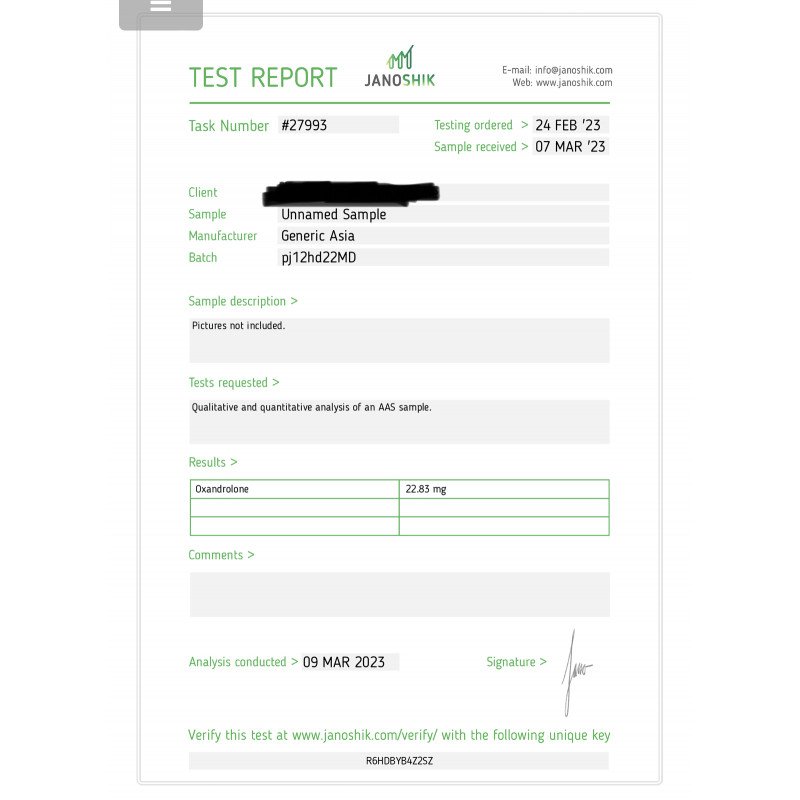 Oxandrolone 25 mg Lab Test Results