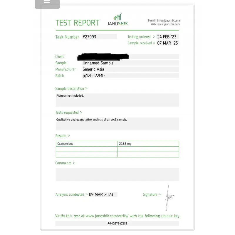 Oxandrolone 25 mg Lab Test Results