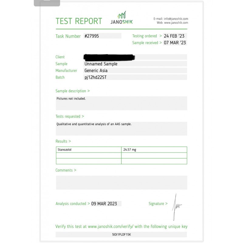 Stanozolol Lab Test Results