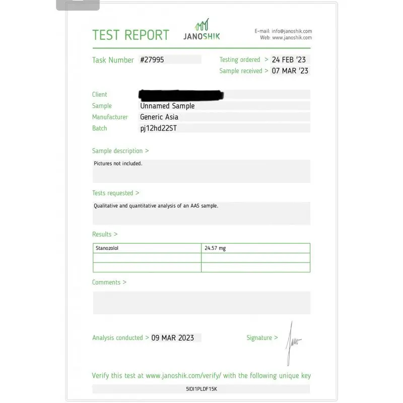 Stanozolol Lab Test Results